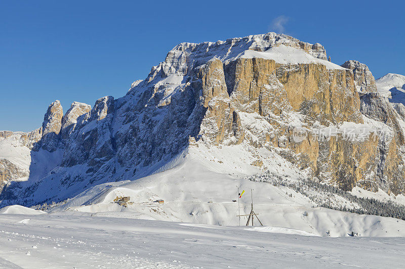 意大利冬季的白云石来自Val di Fassa滑雪场，Trentino-Alto-Adige地区，意大利